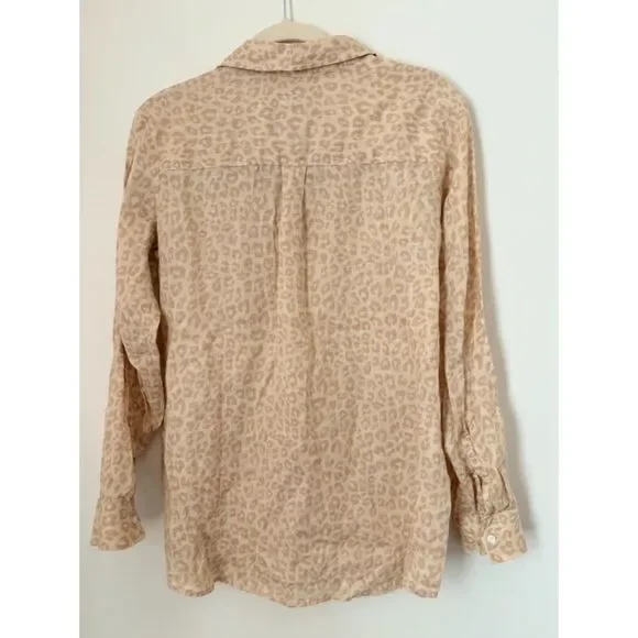 Gap 100% Linen Animal Print Shirt Women's Size Small New Neutral Classic N64 - Picture 3 of 14